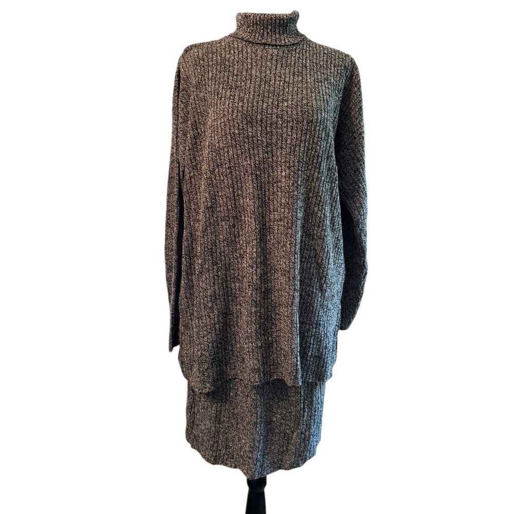 2‎ piece sweater and skirt set, black & white